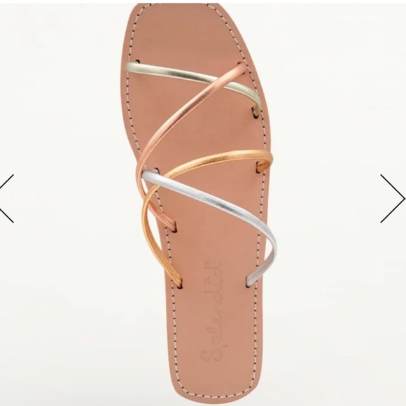 Splendid Frankie Metallic Womens Leather Criss-Cross Slide Sandals NEW!! 6.5W 🩴 - Picture 4 of 14